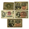 Image 1 : U.S. Fractional Currency, 1863 to 1874, Group of 5 Issued Banknotes.