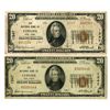 Image 1 : NY. National Bank of Cohoes, New York, $20, Series of 1929 T1 and T2, Ch# 1347, Issued Banknote Pair