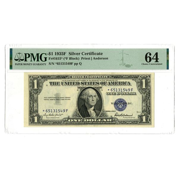 U. S. Silver Certificate, $1, Series 1935F, Fr.# 1615*, Issued Star Note.