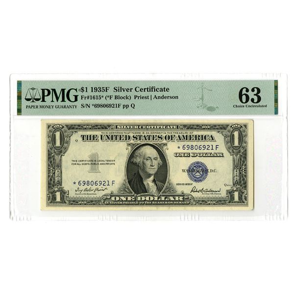 U. S. Silver Certificate, $1, Series 1935F, Fr.# 1615*, Issued Star Note.