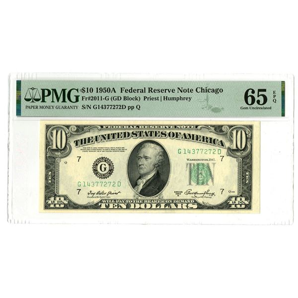IL. U.S. Federal Reserve Note, $10, Series of 1950A, Fr.# 2011-G, Issued Banknote.