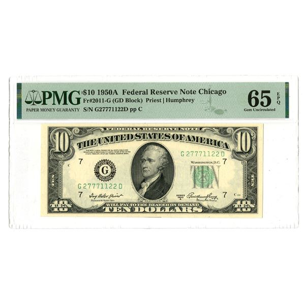 IL. U.S. Federal Reserve Note, $10, Series of 1950A, Fr.# 2011-G, Issued Banknote.
