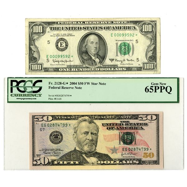 U.S. Federal Reserve Notes, $50, Series 2004 (Fr.# 2128-G*) and $100, Series 1963A (Fr.# 2163-E*), S