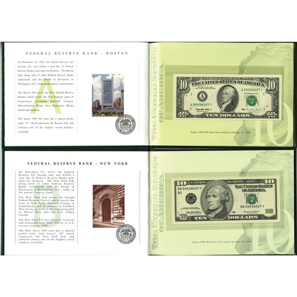 BEP $10, Series of 1995 Small Head & 1999 Large Head Premium Federal Reserve Set  of 24 Uncirculated