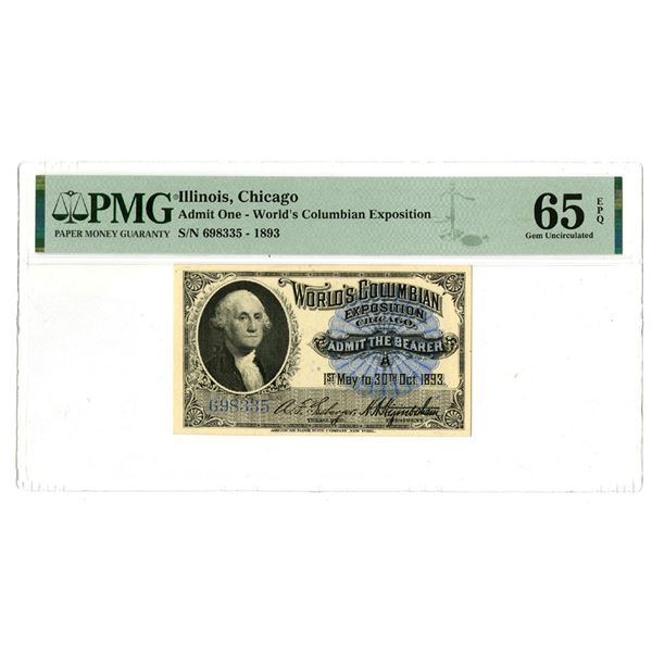IL. World's Columbian Exposition, 1893, Admission Ticket.