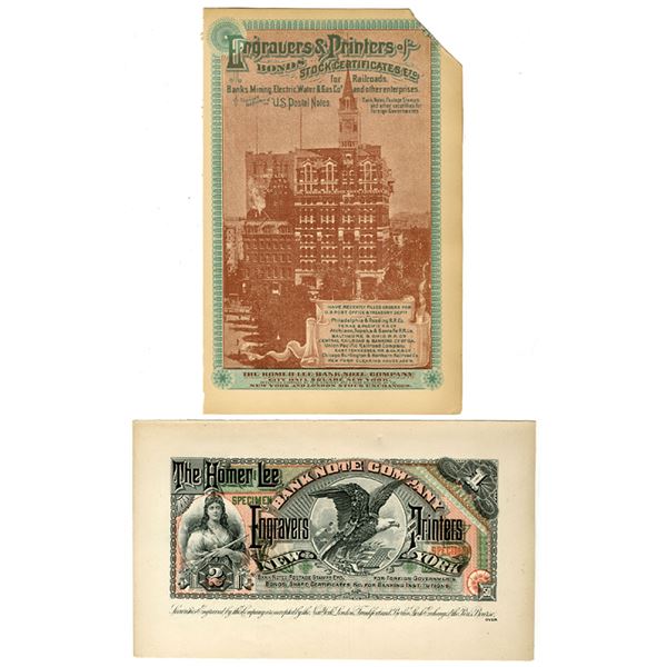 Homer Lee Bank Note Co., ND (1880s), Advertising Sheets