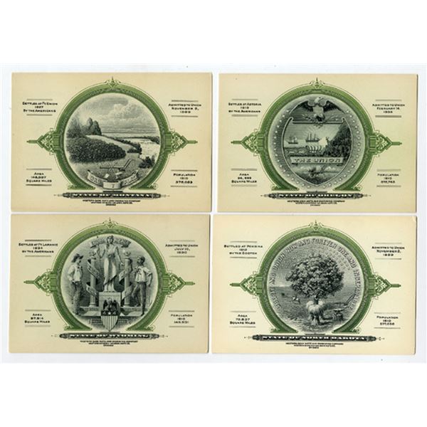 Western Bank Note and Engraving Co. State Arms Quartet of WBNC Advertising Cards, 1910