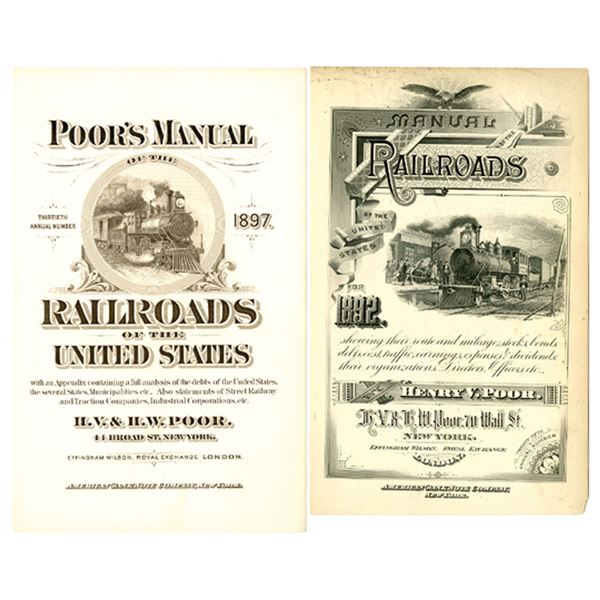 NY. Poor's Manuals Interior advertising plates by the American Bank Note Co., for the years 1892 and