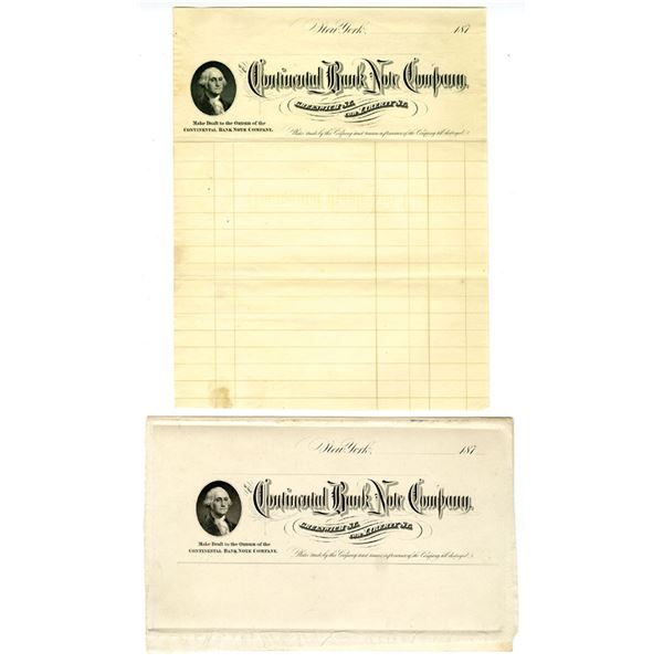 Continental Bank Note Co., 1870s, Proof and Specimen Letterhead Pair.