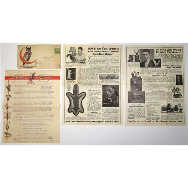 NE. Northwestern School of Taxidermy, 1931, Advertising Cover with Ornate Letter and Catalogue