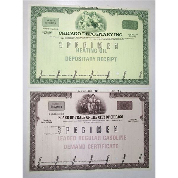IL. Board of Trade of the City of Chicago & Chicago Depositary Inc., 1982, Specimen Certificate Pair