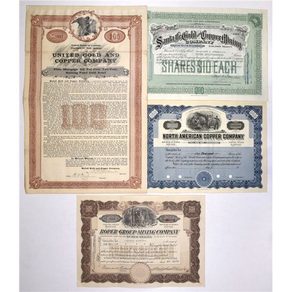 New Mexico Mining Stocks and Bond Quartet, 1900 to 1930s.