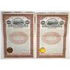 Image 1 : NC. Elkin & Alleghany Railway Co., 1914, I/U $100 6% Gold Coupon  Bond Sequential Pair.