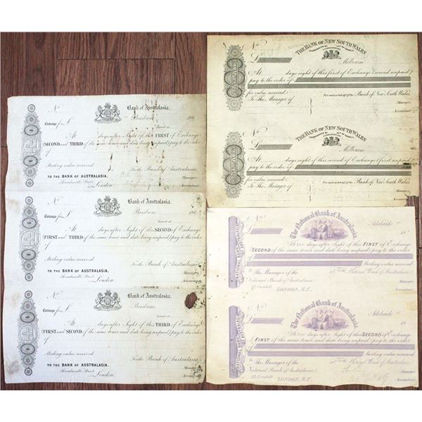 Australia. Early Australian Bill of Exchanges, ca.1860s Assortment.