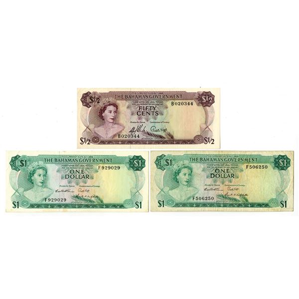 Bahamas. Bahamas Government, L.1965, Issued Banknote Trio.