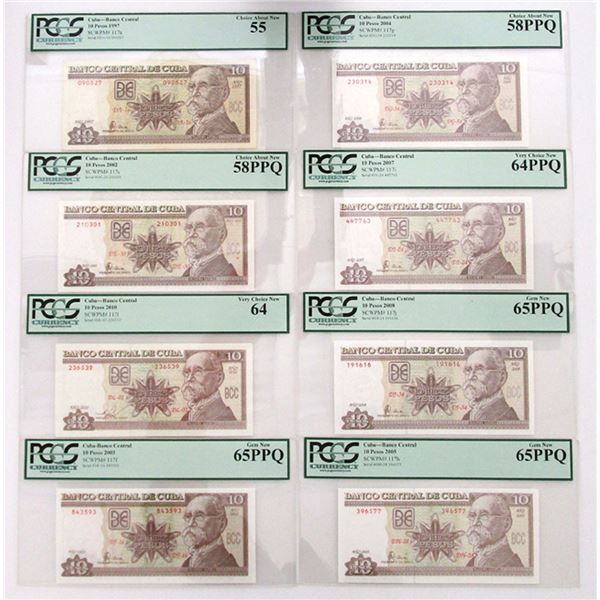 Cuba. Banco Central de Cuba, 1997 to 2010, Issued Banknote Collection.