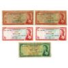 Image 1 : East Caribbean States. East Caribbean Currency Authority, ND (1965), Issued Group of 5 Banknotes.