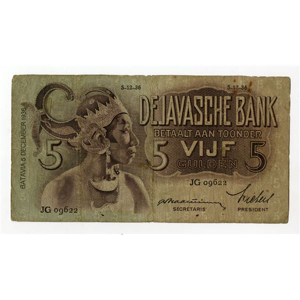 Netherlands Indies, Javasche Bank, 1936, Issued Banknote