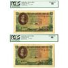 Image 1 : South Africa. Reserve Bank of South Africa, 1957, Issued Banknote Pair.