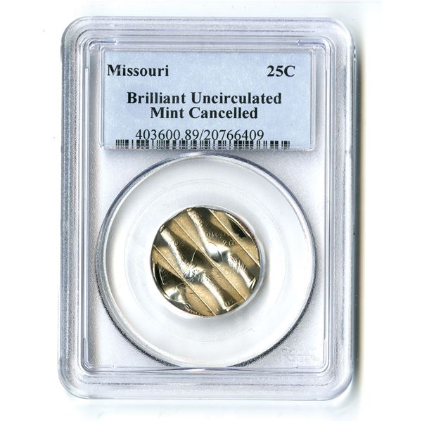 Missouri, 2003. PCGS graded Brilliant Uncirculated Mint "Waffle" Cancelled Missouri 25Cent State Qua