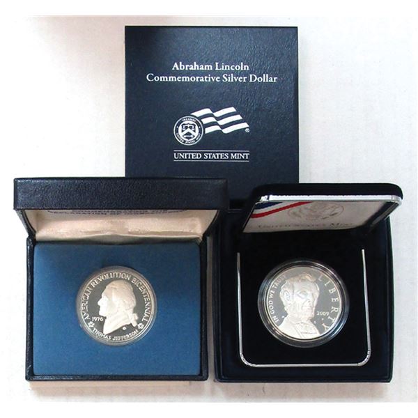 Bicentennial Proof Silver Medal and Abraham Lincoln Commemorative Proof Silver Dollar, 1976 and 2009