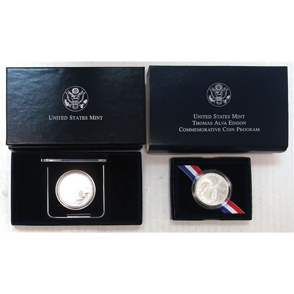U.S. Mint Capitol Visitor Center and Thomas Edison Silver Dollar Pair, 2001 and 2004