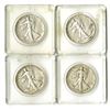 Image 1 : U.S. Walking Liberty, 1938 to 1942, Silver Half Dollar Quartet.