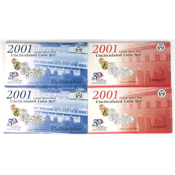 U.S. Uncirculated Philadelphia and Denver Mint Sets, 2001 (2 sets of P & D)