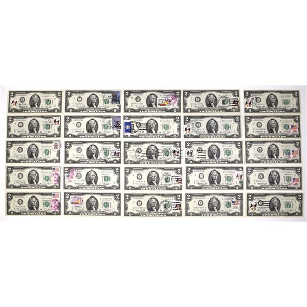 U.S. Federal Reserve Notes, $2, Series 1976, Bicentennial First Day, Issued Banknote Collection.