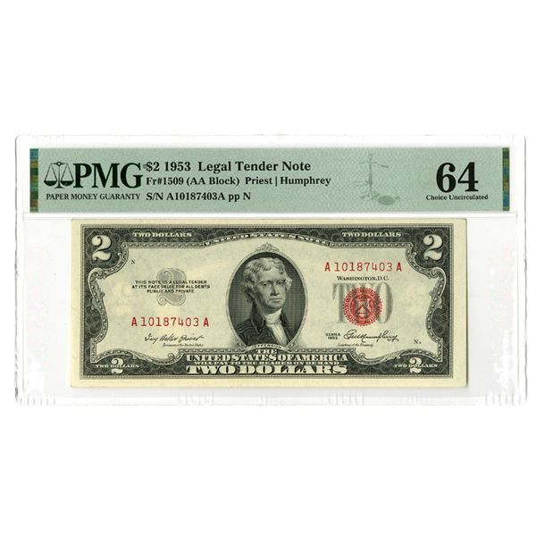 U.S. Legal Tender Note, $2, Series 1953, Fr.#1509, Issued Banknote.
