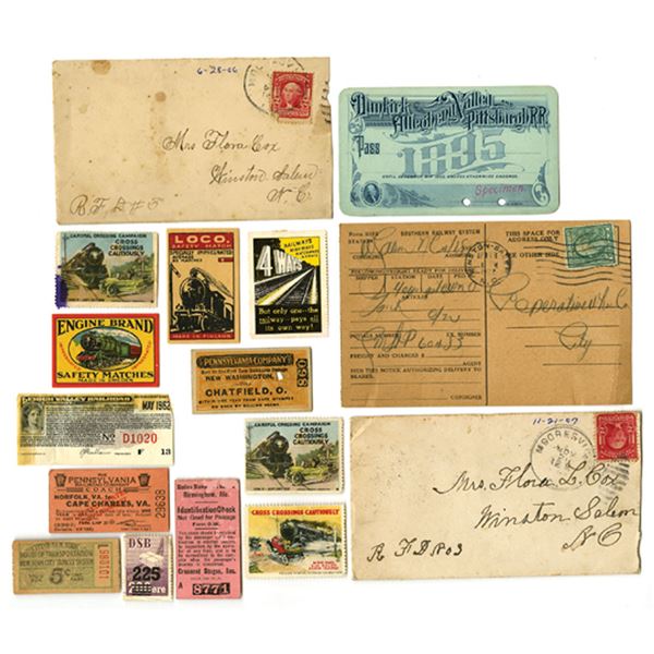 Ephemera Collection of Post Cards, Stamps, Tickets and more