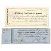 Image 1 : NY & CA. United States Navy Yard and Central National Bank, 1857 & 1918, Issued Check Pair.