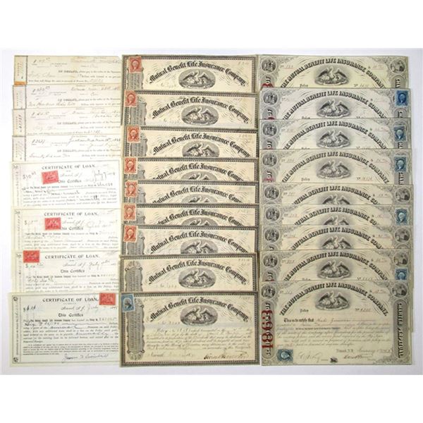 NJ. Mutual Benefit Life Insurance Co., 1863 to 1898, Scrip Dividend and Termination Certificate Asso