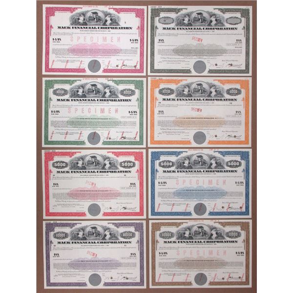 OH. Mack Financial Corp., "Mack Truck" 1970 to ND (1972), Specimen Registered Bond Collection.