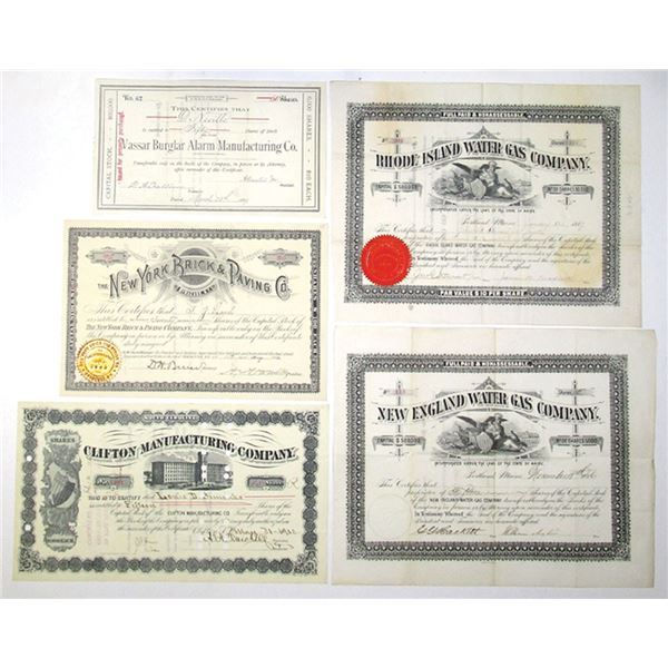 ME. NY. SC. NJ. Industrial and Manufacturing Collection of Issued and I/U  Certificates, 1886 to 191