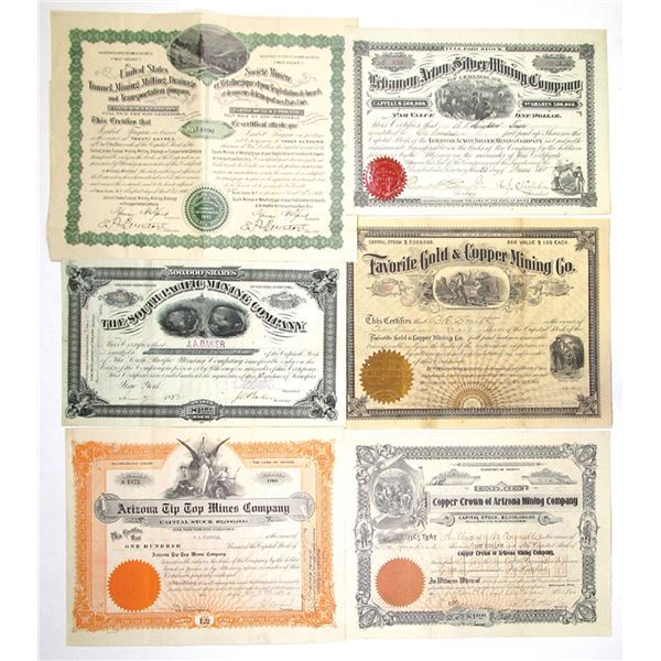 Western Mining Collection of I/U and I/C Stock Certificates, 1880 to 1921.