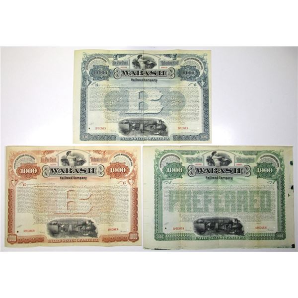 MI, OH, IN, IL, MO, IA. Wabash Railroad Co., 1889 (1902 to 1906), Specimen Railroad Registered Bond