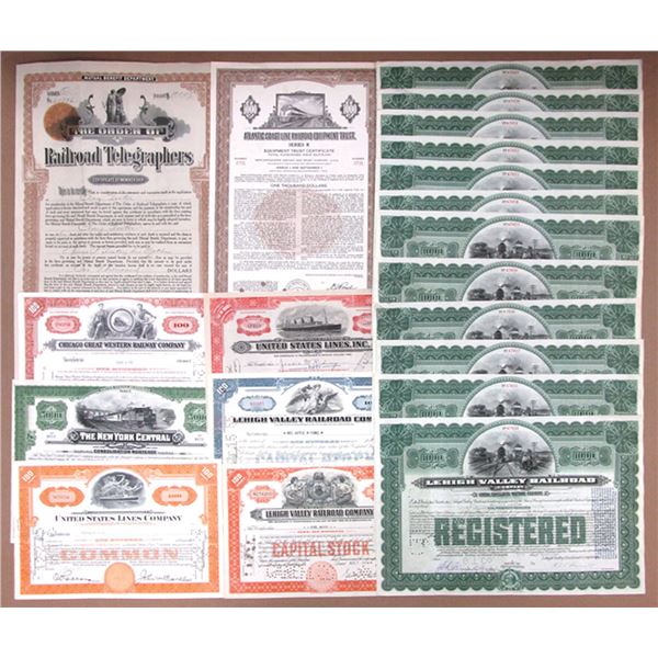 Railroad Collection of I/C Stocks and Bonds, ca.1919 to 1966.
