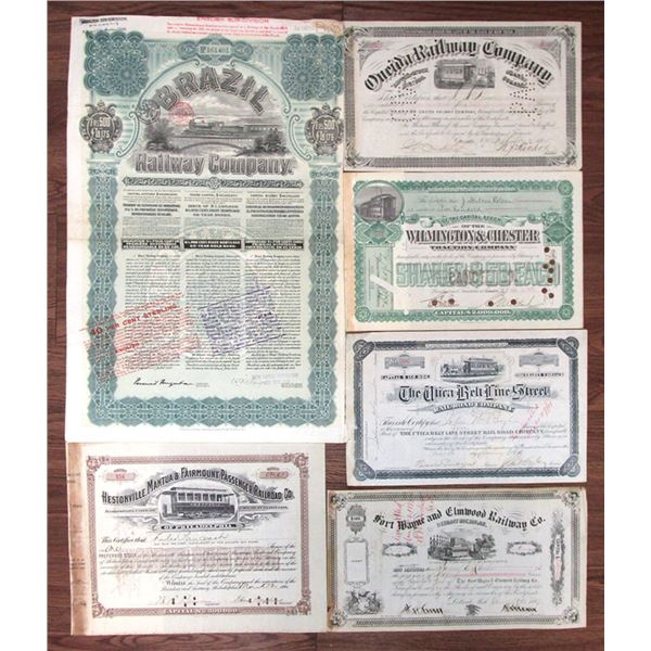 Railroad Related Assortment of Stocks and Bonds, 1850s to 1960s