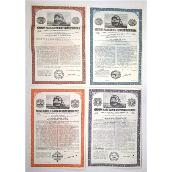 Wisconsin. Northern Pacific Railway Equipment Trust, 1962 and 1963 Specimen Bond Quartet