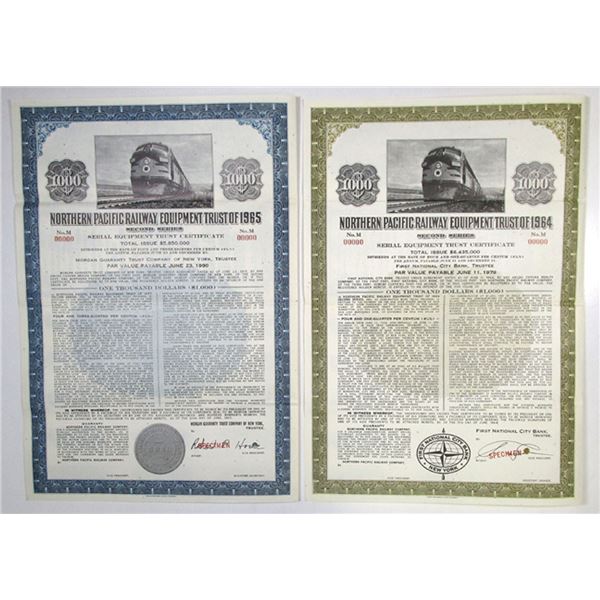 Wisconsin. Northern Pacific Railway Equipment Trust, 1964 and 1965 Specimen Coupon Bond Pair