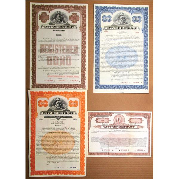 Michigan. City of Detroit, 1926 to 1935, Specimen Bond Quartet