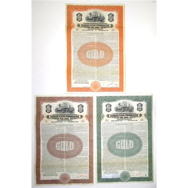 Cuba. Cuban Cane Products Co., Inc. 1930, Specimen Bond Trio