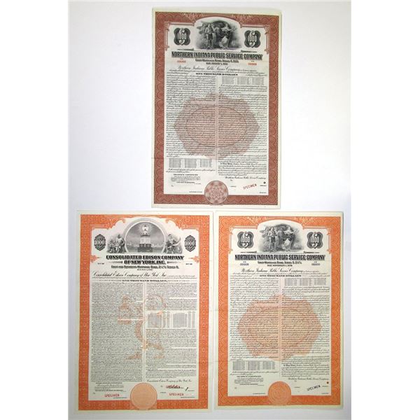 NY. & IN. New York and Indiana Utility Company Specimen Bonds, 1943-76