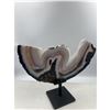 Image 4 : 10 INCH PINK AND BLACK UNQUIE NATURAL FORMATION AGATE SLICE