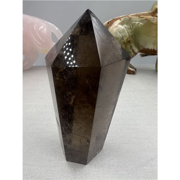 3.6 INCH SMOKY QUARTZ TOWER 6 SIDE