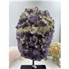 Image 4 : 12 X 5.3 INCH  AMETHYST WITH ORANGE CALCITE  CRYSTAL ON STAND UNIQUE FORMATION  HIGH GRADE