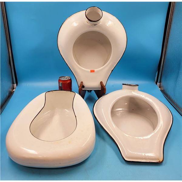 3 Porcelain Bedpans