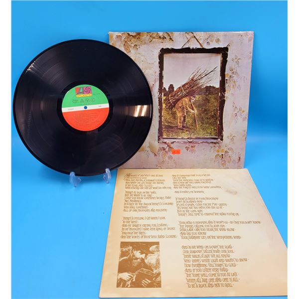 Led Zeppelin Vinyl Record w/ Stairway to Heaven Lyrics