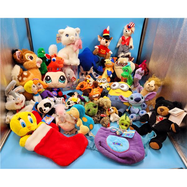 Plush Toy Lot w/ Daphne & Fred, Bambi, Tweety Bird, Ty Beanie Babies, & More